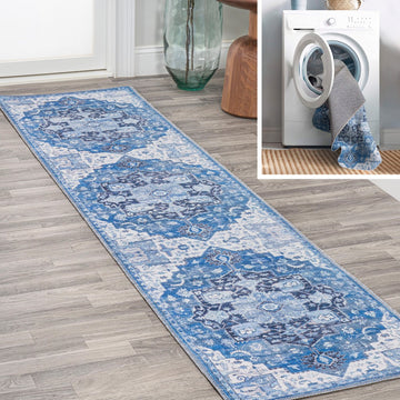 Maris Ornate Medallion Washable Area Rug